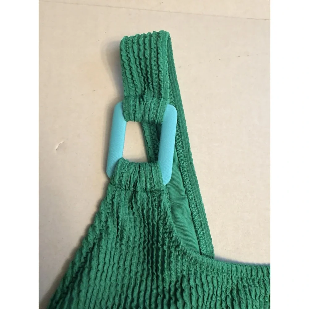 NWT Aerie L Crinkle Birthday Scoop Cheekiest One Piece Jelly Bean Green Swimsuit
